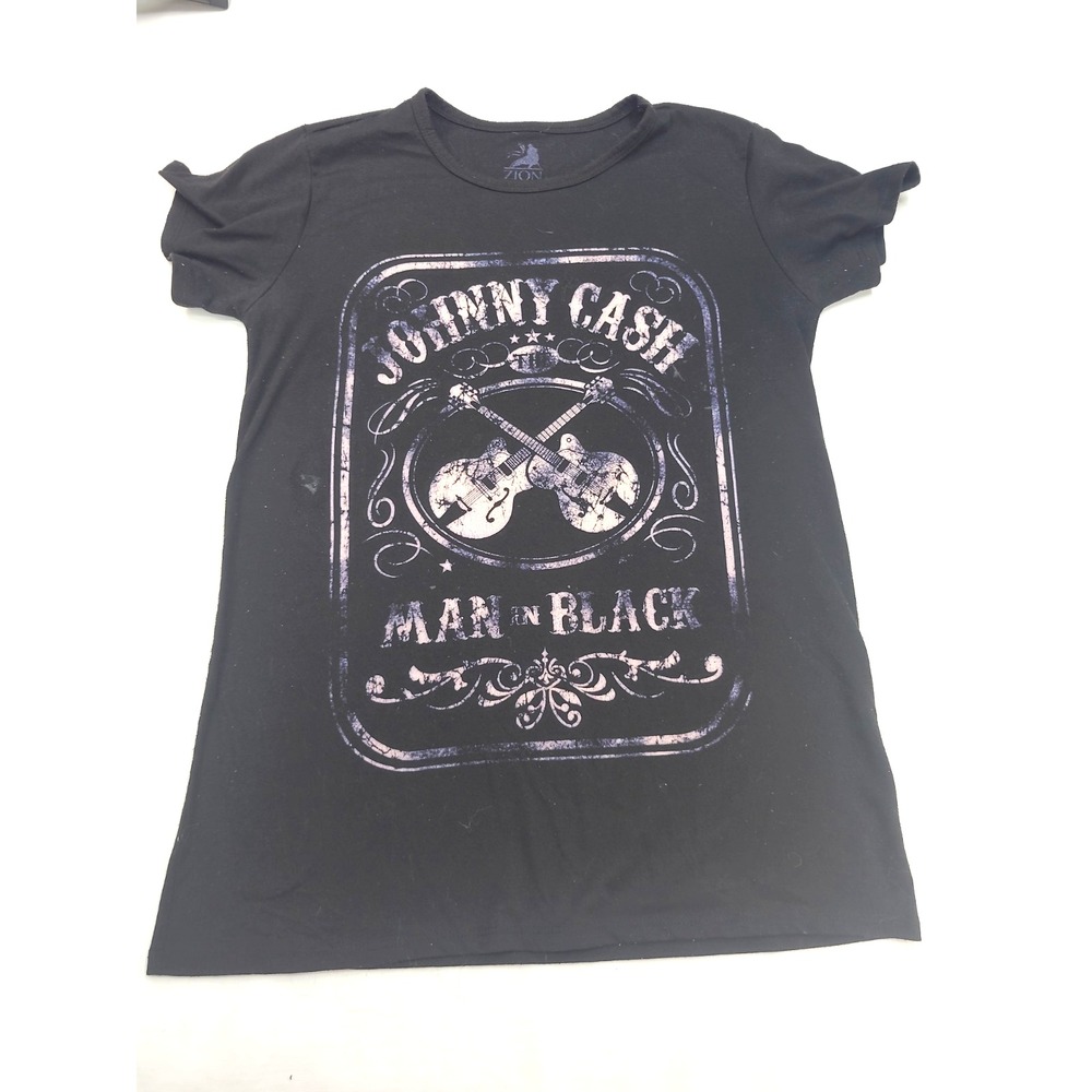 Zion Rootswear JOHNNY CASH Man In Black Retro Style Black SS T Shirt Size L